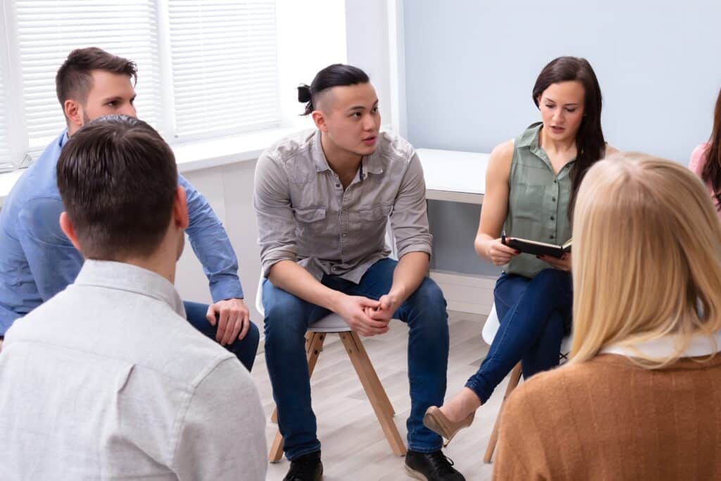 Group therapy at alcohol and drug rehab