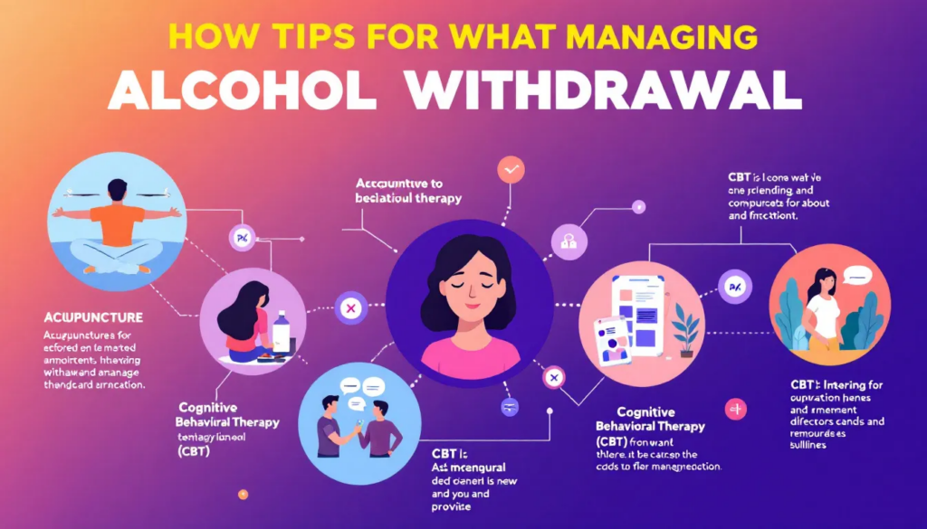 An image representing various methods for managing alcohol withdrawal.