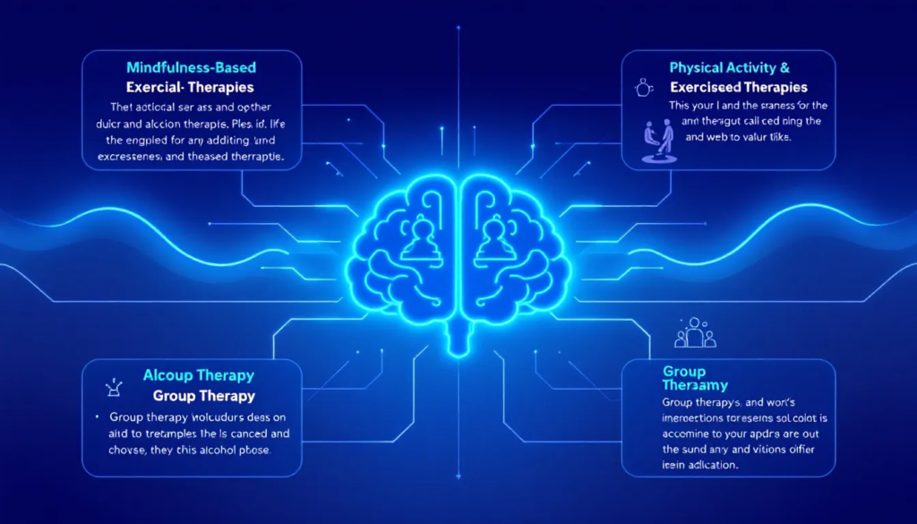 A representation of various treatment options for alcohol addiction.