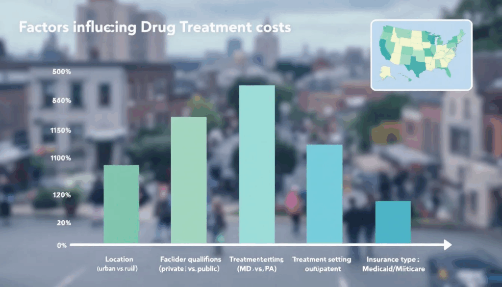 Factors influencing drug treatment costs including location and facility quality.