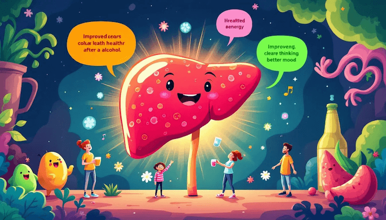 Visual representation of liver recovery after quitting alcohol.