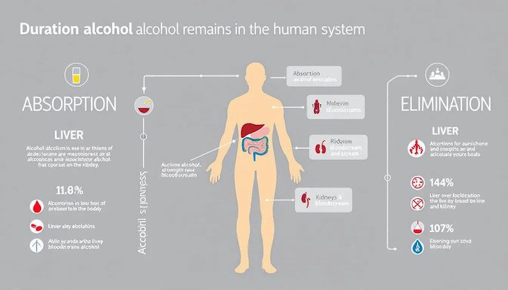 An illustration showing how long does alcohol stay in your system.