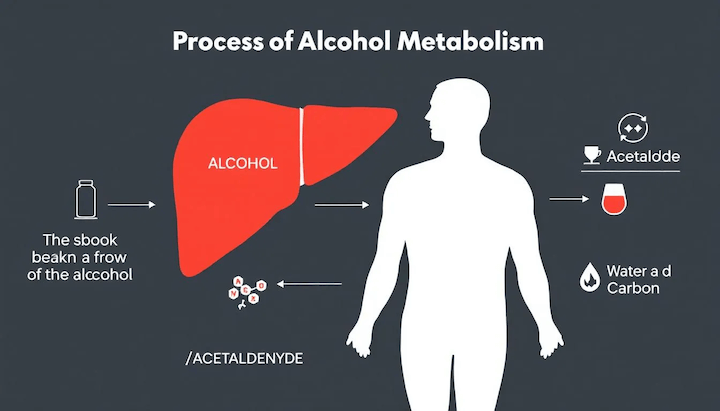 A diagram illustrating how the body metabolizes alcohol.