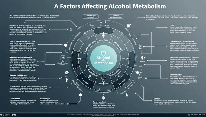 A visual representation of factors affecting alcohol metabolism.