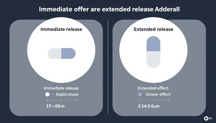 A comparison chart of immediate release and extended release Adderall formulations.