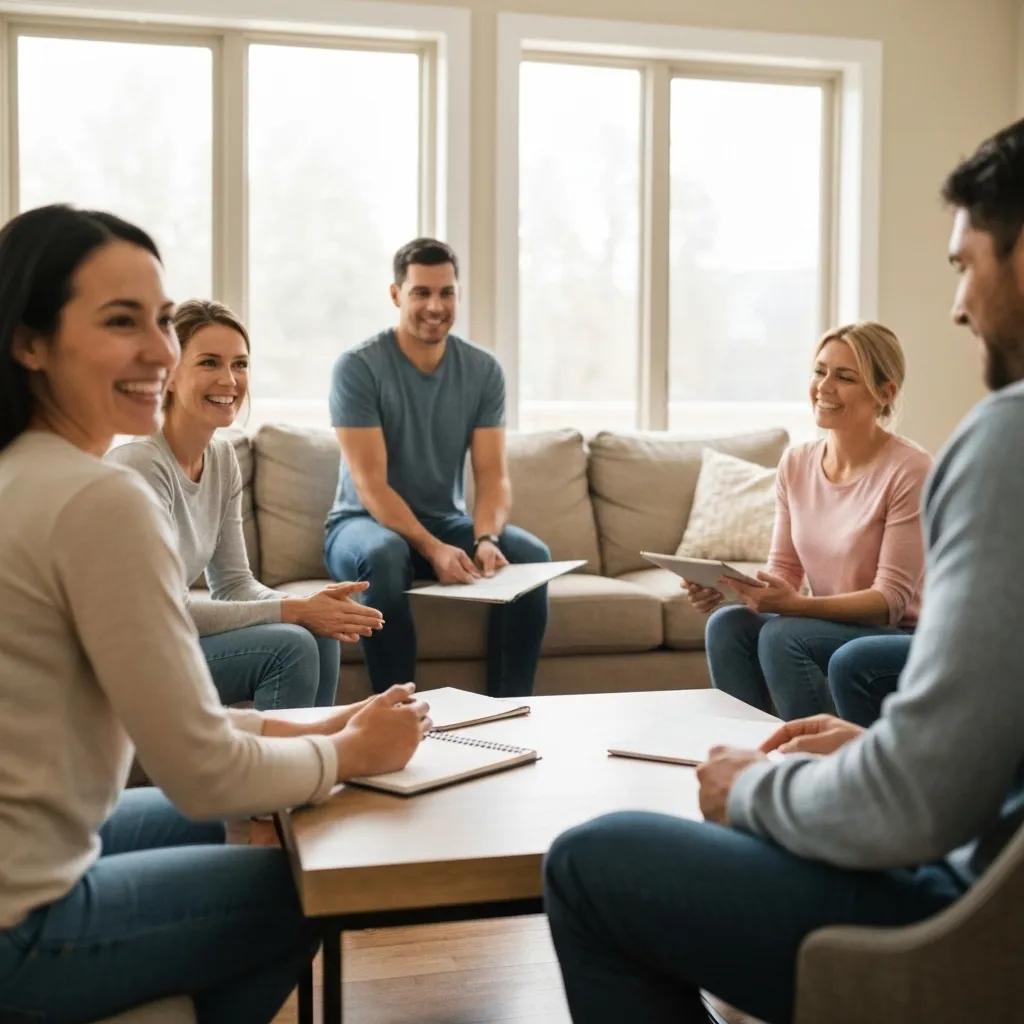 Peer support meeting in a sober living home highlighting aftercare importance