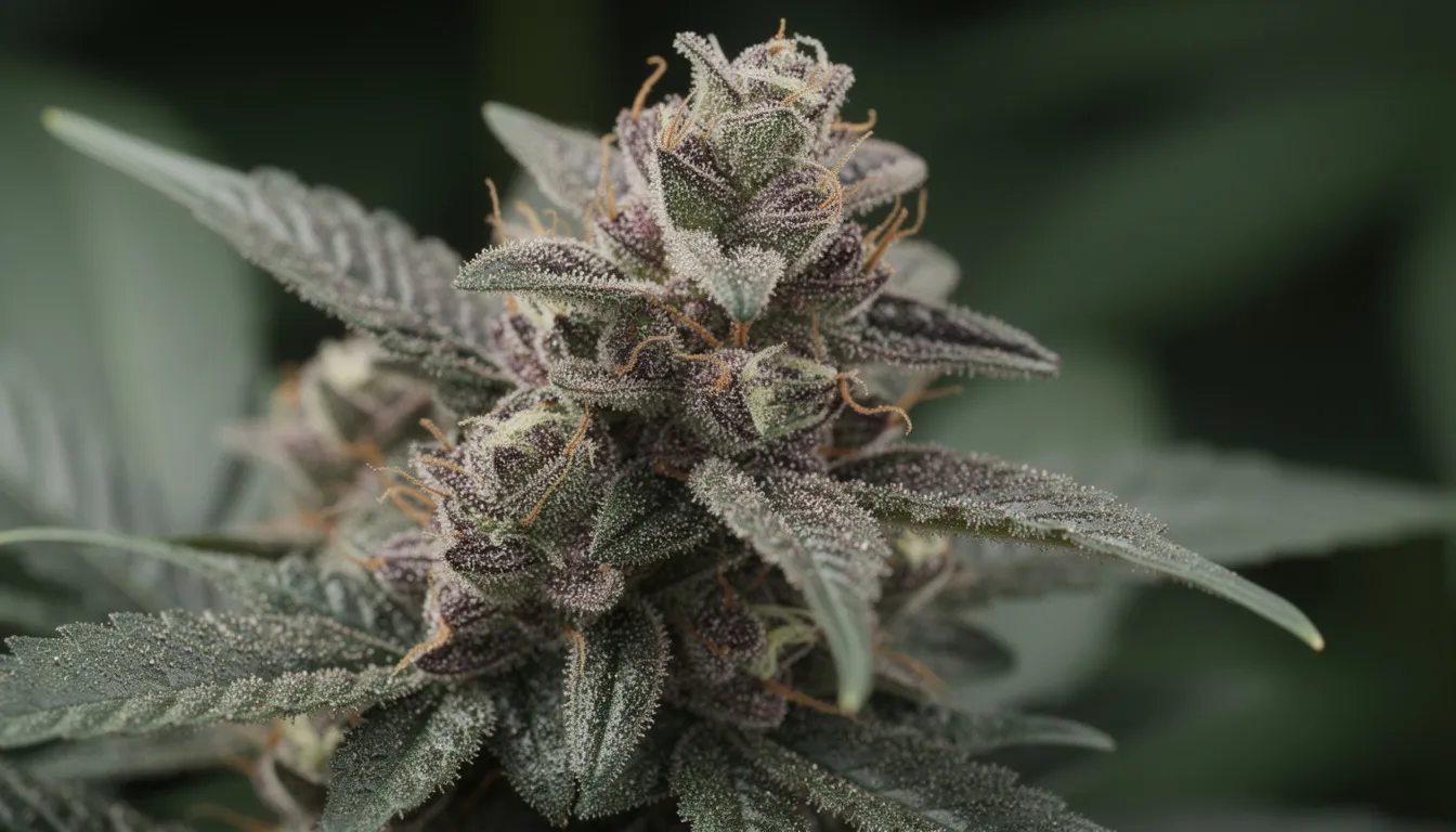 A close-up image of a cannabis flower reveals its vibrant green buds adorned with glistening crystalline trichomes, indicating a high THCA content. The intricate molecular structure of the flower showcases its potential therapeutic benefits for cannabis consumers, particularly in its raw form before the process of decarboxylation.