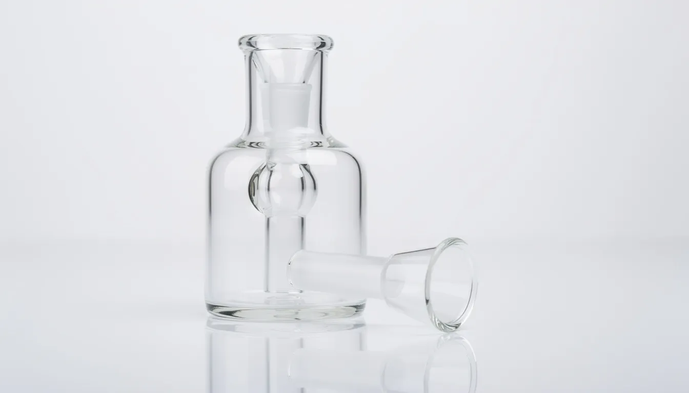 The image features a clear glass dab rig equipped with a quartz banger and a carb cap, all resting on a clean surface, ready for use with wax concentrates. This setup is commonly seen in videos shared on platforms like Facebook, showcasing the art of dabbing.