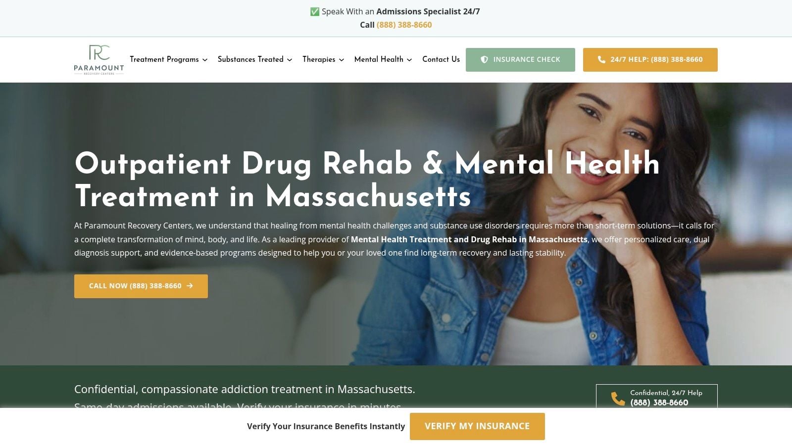 Screenshot from https://paramountrecoverycenters.com